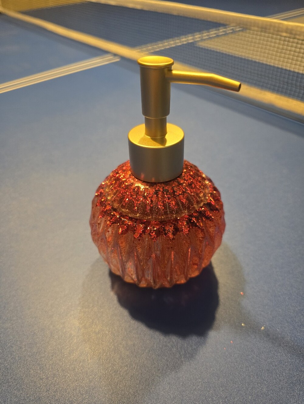 Gold Top Orange Glass Soap Dispenser - Elegant Home Bath Accessory